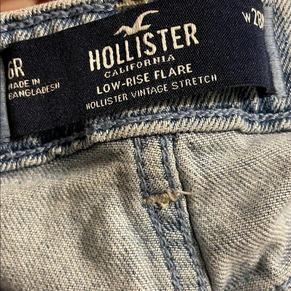 G6- Vintage Women’s 6 Hollister Light Blue Heart Patch Flare Jeans - Picture 4 of 5